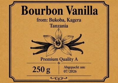 Bourbon Bourbon Vanilla Vanille Premium Quality A Gewürz 250 g Tansania