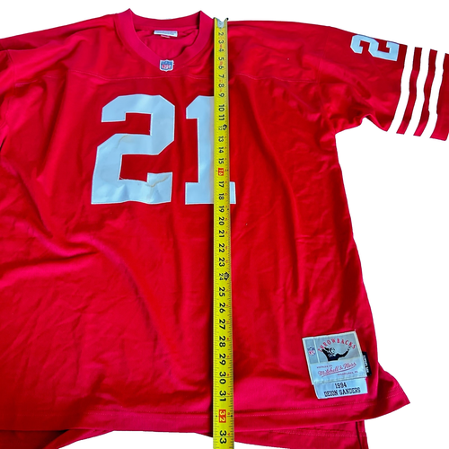Camiseta deportiva de los San Francisco 49ers Deion Sanders Mitchell & Ness 1994 NFL Legacy 52 XXL - Imagen 8 de 10