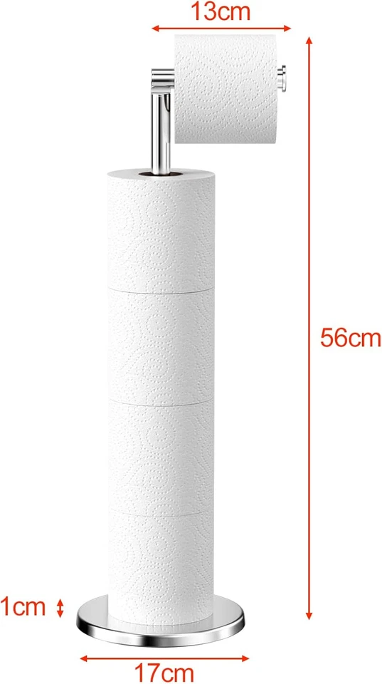 Porta Carta Igienica Da Terra, Portarotolo Da Terra in Acciaio Inossidabile Con - Immagine 2 di 4