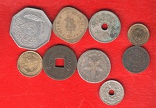 Mixed Lot Of 9 World Coins AUSTRIA 2 HELLER 1897 , Etc