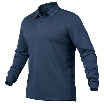 Polo Manga Larga Ligera Hombre Táctico Informal Al Aire Libre Senderismo Camisas