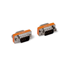 1in Null Modem Adapter DB9 Male to DB9 Male Slimline - Silver