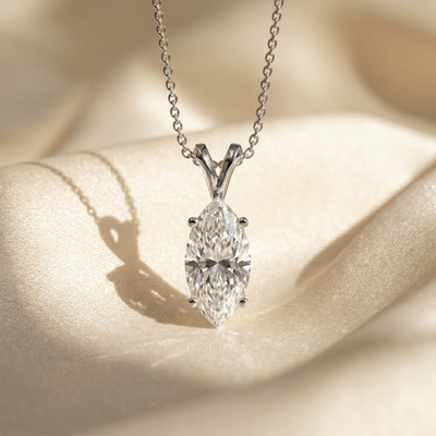 IGI 1,00 ct Marquise Lab Created Grown Diamond Anhänger Halskette 14k Weißgold