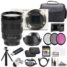 Sony ZV-E10 White Body FE 24-105mm f/4 G OSS Lens 128GB 3 PC Filter- Kit
