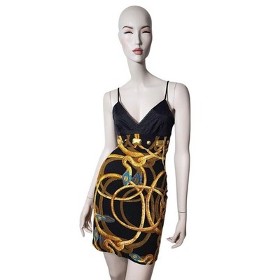 Vintage Y2k Rare Roberto Cavalli Class Snake Print Mini Going Out Dress 10uk M