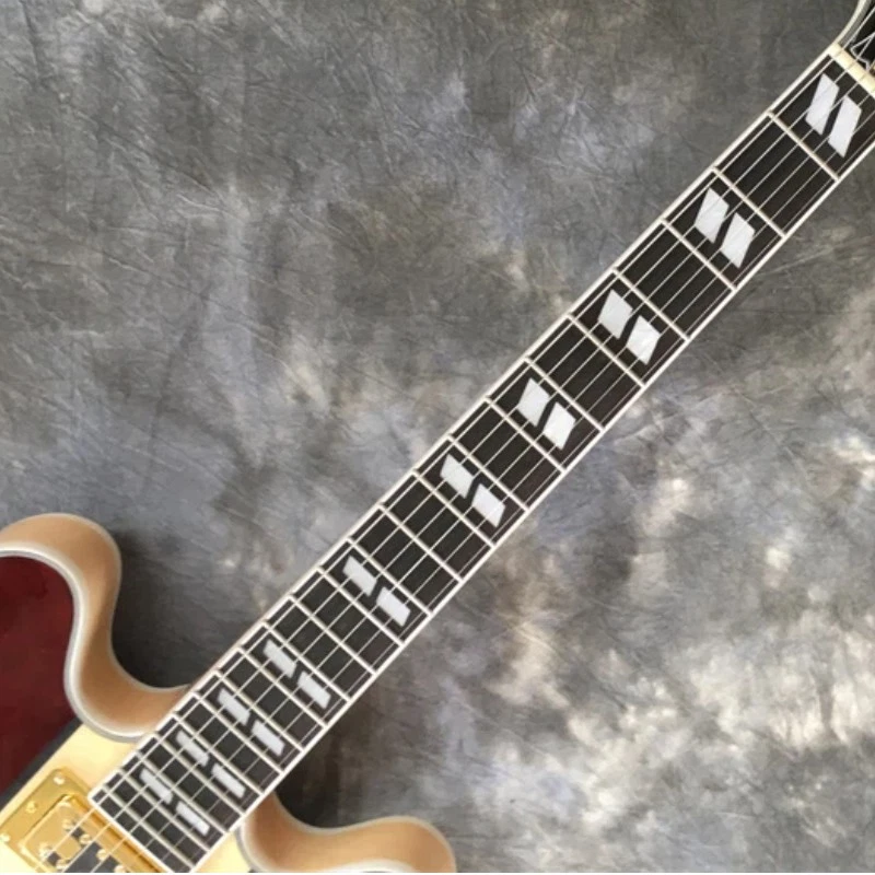 Custom Electric Guitar Tree Burl Top 335 Jazz Bridge Gold Part Semi-hollow Body - Image 2 of 4