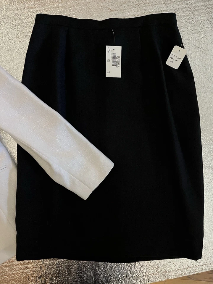 Le костюм миниатюрный костюм из двух частей 6P белый блейзер и 8P черный прямой юбка комплект - Изображение 4 из 4