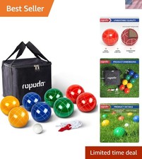 Family-Friendly Bocce Ball Set: 8 Resin Balls, Measuring Rope,  Carry Case