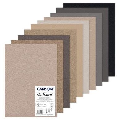 CANSON MI-TEINTES Künstlerpapier A3 160g Grautöne farbig Baumwolle 10 Blatt