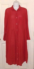 Mango Lightweight Midi Shirt Dress Button Down Red Size M Sheer