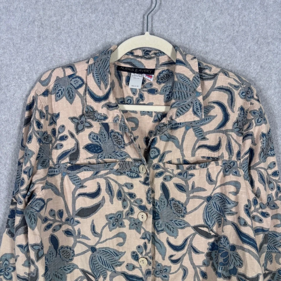 Chaqueta de lino Alexis Avery tostada camisa mediana chaqueta cabaña maximalista artística EE. UU. Foto 2 de 4