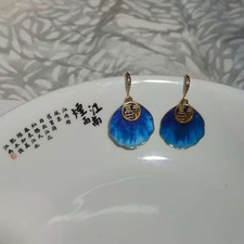 New Chinese Style Velvet Flower Earrings Retro Fan Shape Hanfu Earrings