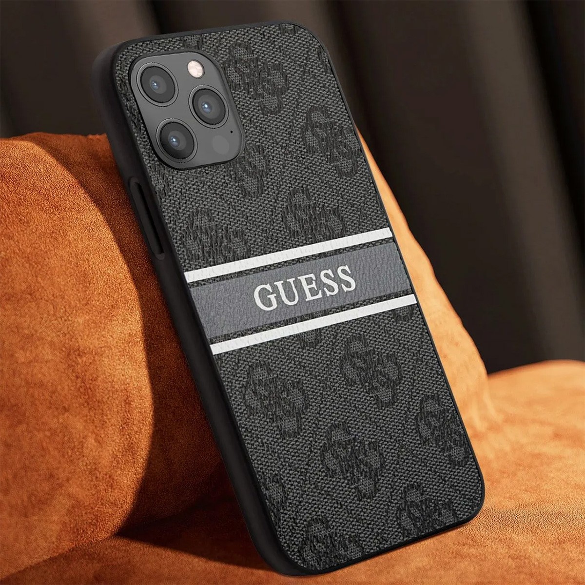 Protection iPhone 12 Pro Max Guess Coque Stripe Grise