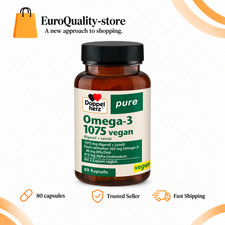 Doppelherz Pure Oméga 3 1075 Vegan Huiles Algues Lin Vitamine E 80 Capsules