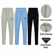 Mens Tracksuit Jogging Bottoms Trousers Joggers OPEN Hem Zip Pockets NEW YORK