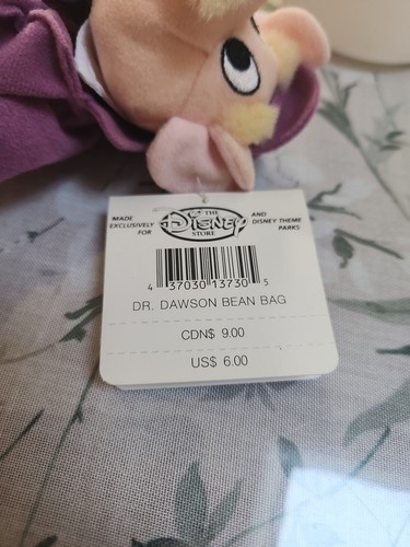 NWT The Disney Store Dr Dawson Bean Bag Great Mouse Detective Plush Beanie - Picture 13 of 13