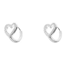 CZ Heart Shaped Small Hoop Cartilage Earrings for Women 925 Sterling Silver Pink