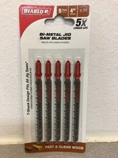 Diablo DJT101DF5 4" Bi-Metal T-Shank Fast & Clean Wood Jig Saw Blade 6 TPI 5 pk