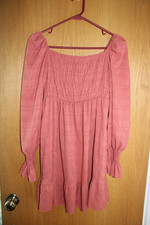 Women's SHEIN, Pinkish Orange Elastic Smocked Top Ruffle Dress, Size S