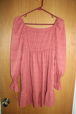 Women's SHEIN, Pinkish Orange Elastic Smocked Top Ruffle Dress, Size S