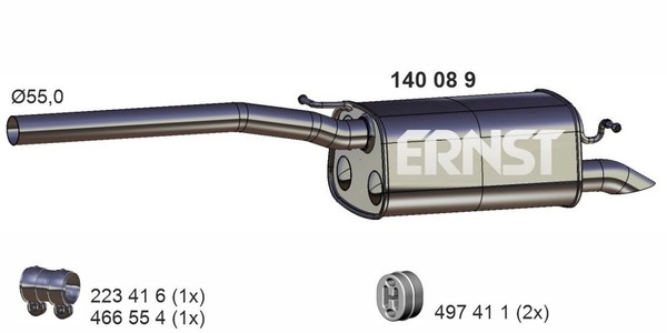 EndschalldäMpfer NachschalldäMpfer Ernst 140089 FüR VW Caddy 4 GroßRaumlimousine-image