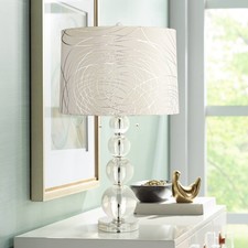 Modern Table Lamp Clear Crystal Stacked Spheres for Living Room Bedroom Office