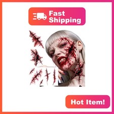 24 Sheets Large Scary Blood Fake Scars Wound Temporary Tattoos Halloween Cost...