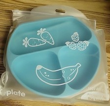 Bpa free Razbaby Silicone Suction Plate With Spoon Aqua.. 100 Silicone