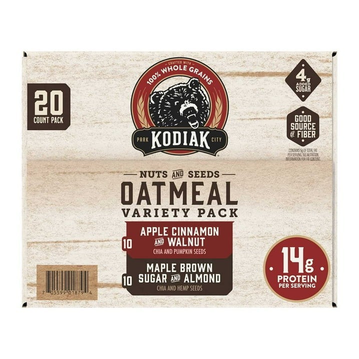 Kodiak Cakes Nuts & Seeds Oatmeal, Variety Pack, 20 pk.