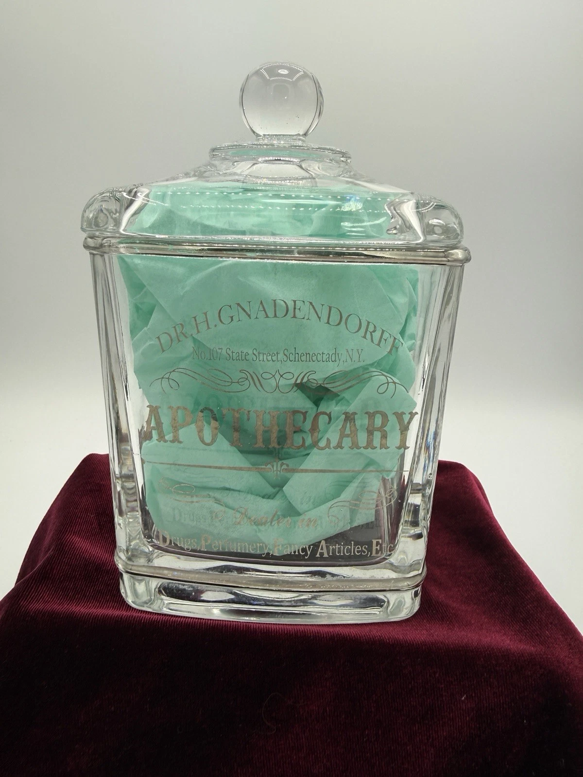 Bella Lux Dr. H. Gnadendorff Glass Apothacary Jar w/glass lid Bathroom Decor