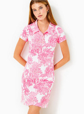 LILLY PULITZER SIZE MEDIUM FRIDA SCALLOP POLO DRESS PB ANNIVERSARY TOILE 