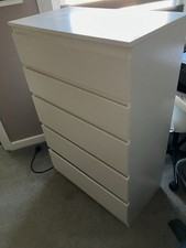 IKEA Malm Chest of Drawers White 5 Drawers