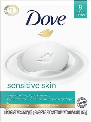Dove Sensitive Skin Beauty Bar Unscente4oz(Pack of 8) - WHITE