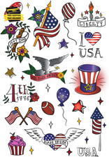 Temporary Tattoo Set, the Patriot Set, 4Th of July, Independence Day, Labor Day,