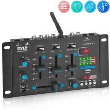 Pyle Professional 3-Channel Bluetooth DJ Mixer Digital LED Display - Black