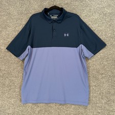 Under Armour Performance Polo Shirt Mens XL Blue Colorblock Short Sleeve Golf