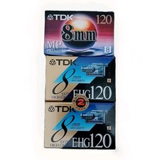 Lot Of 3 TDK 8 mm Video Cassette EHG 120 Extra High Grades SEALED