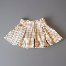 SO Y2K Plaid Pleated Mini Skirt Brown Beige Coquette Preppy 11 Juniors Waist 28