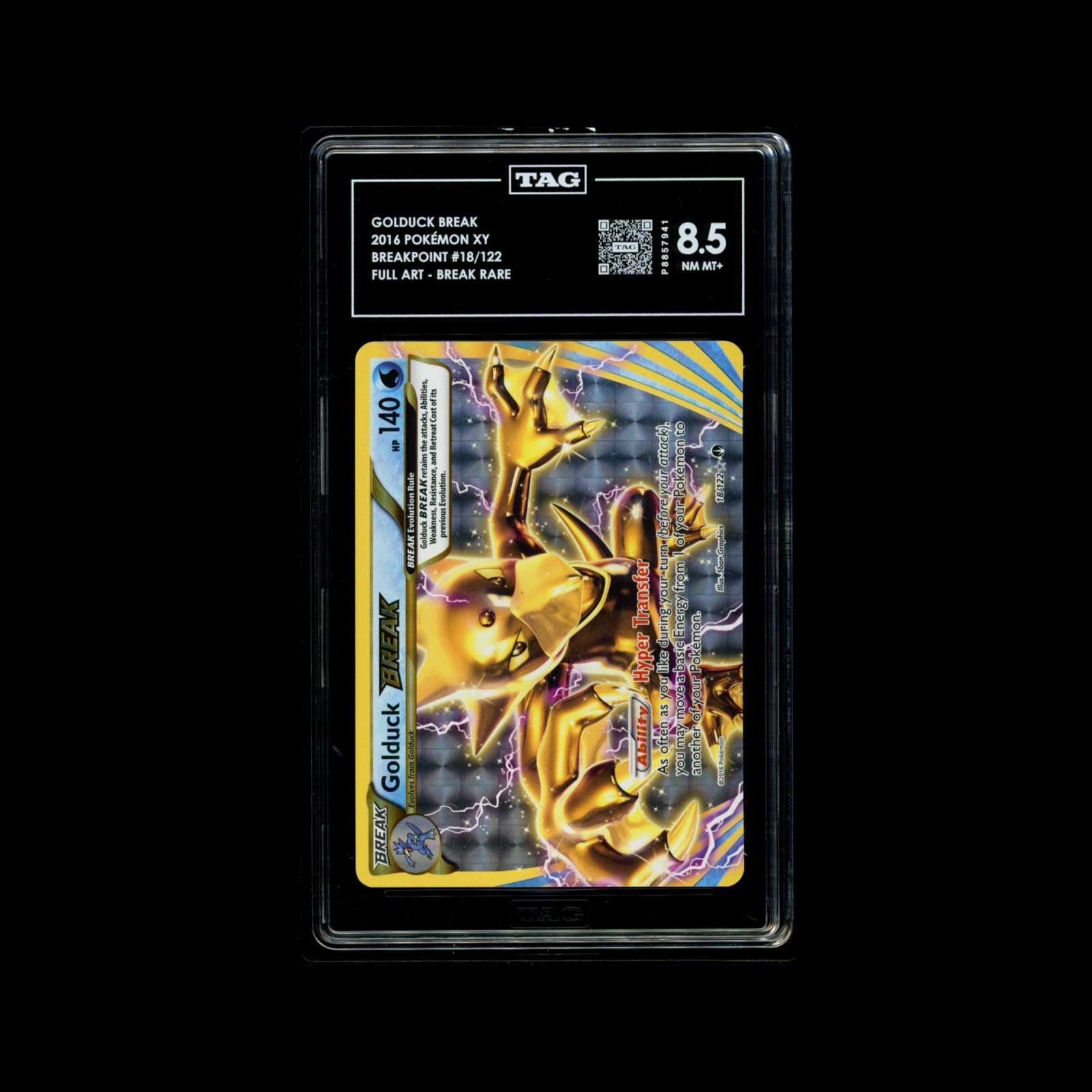 2016 Pokemon XY Breakpoint #18 Golduck Break TAG 8.5 Graded Card
