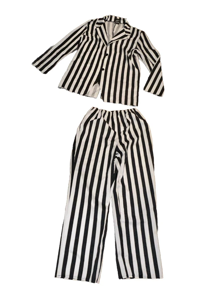 Disfraz Beetlejuice Traje Adulto Halloween Hombres Mujeres Talla Pequeña Nuevo Sin Etiquetas Conjunto de 2 Piezas Foto 2 de 4