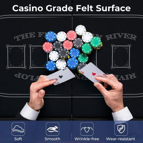 1.8m 8 Player Foldable Casino Card Poker Blackjack Texas Hold’em Games Table - Picture 10 of 27