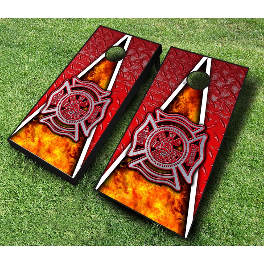Brandmansturnering Cornhole Set, lila och guld Bags Brandmansturnering Cornhole Set, lila och guld Bags