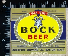 Old Tap Bock Beer Label - MASSACHUSETTS