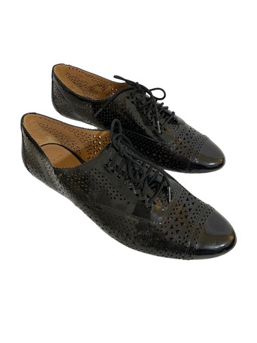 Aerin Alderly Women's Pointed Toe Lace Up Laser-Cut Ballet Flats Black Sz 7.5 M - Picture 3 of 9