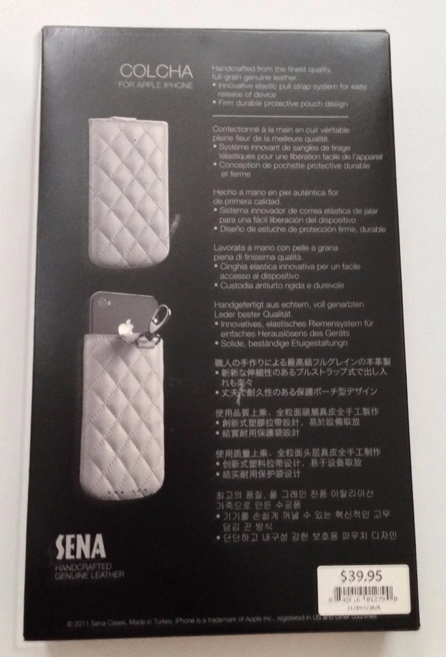 NUEVO EN CAJA Sena Colcha Blanco Cuero Genuino para iPhone 4 / 4S Bolsa $40 Foto 2 de 2