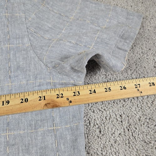 Boca Classics Linen Blend Shirt Mens XL Gray Blue Button Up Beach Normcore - Picture 4 of 8
