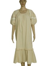 Urban Outfitters Lace Crochet Pleated Puff Short Sleeve Beige Midi Dress New XL