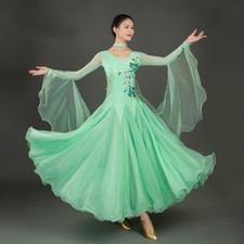 Latin Ballroom Dance Dress Modern Salsa Waltz Standard Long Dress C053 5 Colors