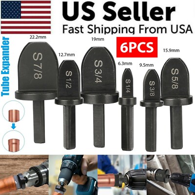 6x Swaging Tool Drill Bit Set Air Conditioner Copper Pipe Flaring Tube Expander