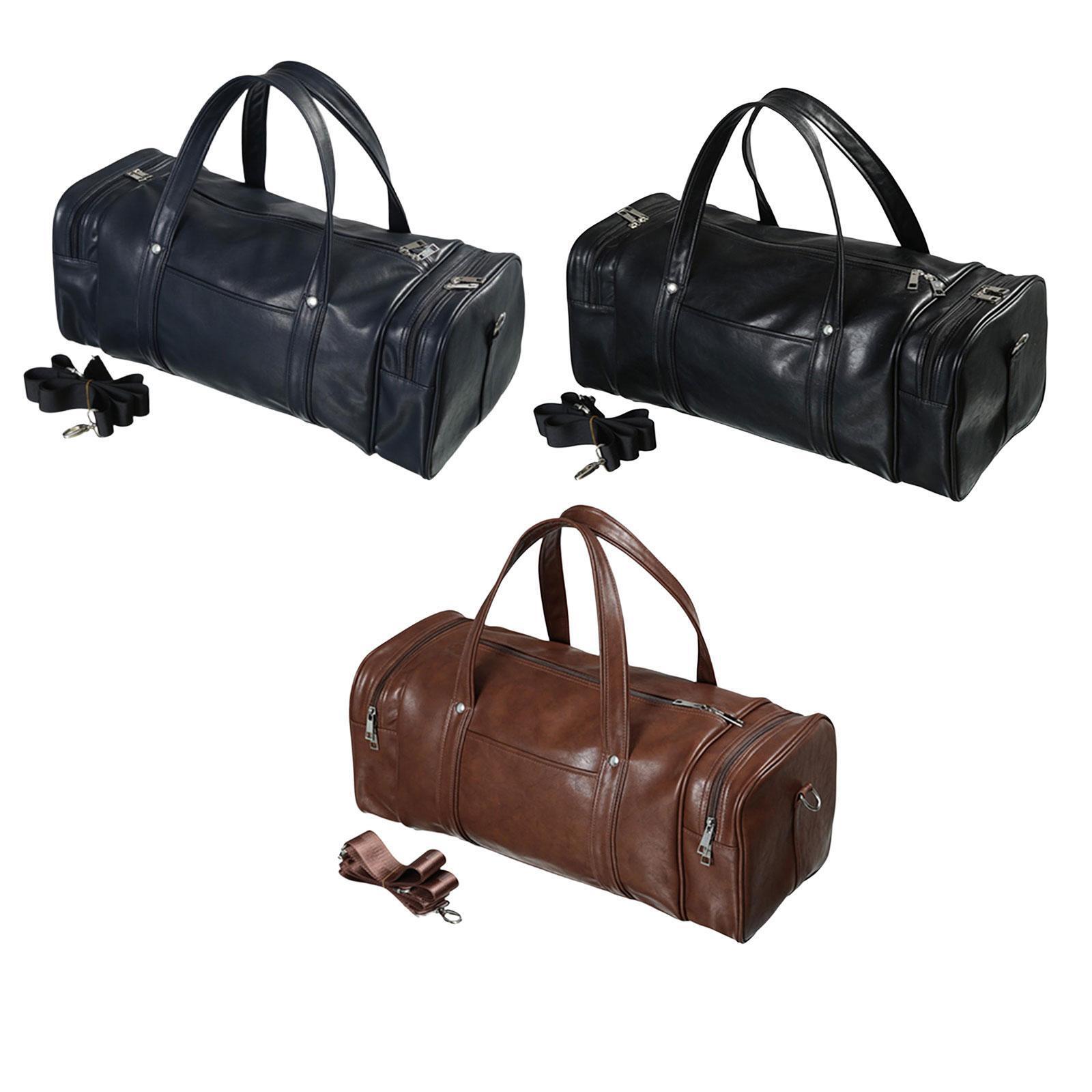 Barrel Travel Bag PU Leather Gym Bag for Gym Sports Training Business